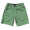Checkerboard Half Inch Green Kelly and White 10" Swim Shorts Made in USA by Tribe Lacrosse