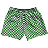 Checkerboard Half Inch Green Kelly and White 5" Swim Shorts Made in USA by Tribe Lacrosse