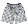 Checkerboard Half Inch Grey Dark and White Athletic Running Fitness Exercise Shorts 7" Inseam Shorts Made In USA by Tribe Lacrosse