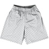 Checkerboard Half Inch Grey Medium and White Basketball Practice Shorts Made In USA by Tribe Lacrosse
