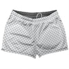 Checkerboard Half Inch Grey Medium and White Shorty Short Gym Shorts 2.5" Inseam Made In USA by Tribe Lacrosse
