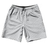 Checkerboard Half Inch Grey Medium and White 10" Swim Shorts Made in USA by Tribe Lacrosse
