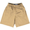 Checkerboard Half Inch Orange Burnt and White Lacrosse Shorts Made In USA by Tribe Lacrosse