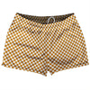 Checkerboard Half Inch Orange Burnt and White Shorty Short Gym Shorts 2.5" Inseam Made In USA by Tribe Lacrosse