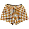 Checkerboard Half Inch Orange Burnt and White Womens & Girls Sport Shorts End Made In USA by Tribe Lacrosse