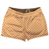 Checkerboard Half Inch Orange Tennessee and White Shorty Short Gym Shorts 2.5" Inseam Made In USA by Tribe Lacrosse
