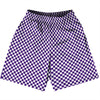 Checkerboard Half Inch Purple Lakers and White Basketball Practice Shorts Made In USA by Tribe Lacrosse