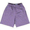 Checkerboard Half Inch Purple Lakers and White Lacrosse Shorts Made In USA by Tribe Lacrosse