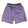 Checkerboard Half Inch Purple Lakers and White Soccer Shorts Made In USA by Tribe Lacrosse