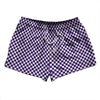 Checkerboard Half Inch Purple Lakers and White 2.5" Swim Shorts Made in USA by Tribe Lacrosse