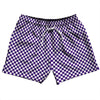 Checkerboard Half Inch Purple Lakers and White 5" Swim Shorts Made in USA by Tribe Lacrosse