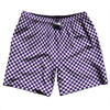 Checkerboard Half Inch Purple Lakers and White Swim Shorts 7" Made in USA by Tribe Lacrosse