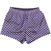 Checkerboard Half Inch Purple Lakers and White Womens & Girls Sport Shorts End Made In USA by Tribe Lacrosse