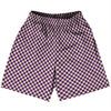 Checkerboard Half Inch Purple Medium and Vegas Gold Basketball Practice Shorts Made In USA by Tribe Lacrosse