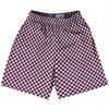 Checkerboard Half Inch Purple Medium and Vegas Gold Lacrosse Shorts Made In USA by Tribe Lacrosse