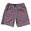 Checkerboard Half Inch Purple Medium and Vegas Gold 10" Swim Shorts Made in USA by Tribe Lacrosse