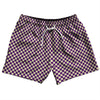 Checkerboard Half Inch Purple Medium and Vegas Gold 5" Swim Shorts Made in USA by Tribe Lacrosse