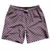 Checkerboard Half Inch Purple Medium and Vegas Gold Swim Shorts 7" Made in USA by Tribe Lacrosse
