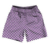 Checkerboard Half Inch Purple Medium and White Athletic Running Fitness Exercise Shorts 7" Inseam Shorts Made In USA by Tribe Lacrosse
