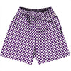 Checkerboard Half Inch Purple Medium and White Basketball Practice Shorts Made In USA by Tribe Lacrosse