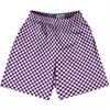 Checkerboard Half Inch Purple Medium and White Lacrosse Shorts Made In USA by Tribe Lacrosse