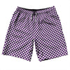 Checkerboard Half Inch Purple Medium and White 10" Swim Shorts Made in USA by Tribe Lacrosse