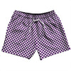 Checkerboard Half Inch Purple Medium and White 5" Swim Shorts Made in USA by Tribe Lacrosse