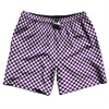 Checkerboard Half Inch Purple Medium and White Swim Shorts 7" Made in USA by Tribe Lacrosse