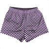 Checkerboard Half Inch Purple Medium and White Womens & Girls Sport Shorts End Made In USA by Tribe Lacrosse
