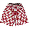 Checkerboard Half Inch Red Cardinal and White Basketball Practice Shorts Made In USA by Tribe Lacrosse