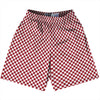 Checkerboard Half Inch Red Cardinal and White Lacrosse Shorts Made In USA by Tribe Lacrosse