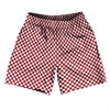 Checkerboard Half Inch Red Cardinal and White Soccer Shorts Made In USA by Tribe Lacrosse
