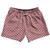Checkerboard Half Inch Red Cardinal and White 5" Swim Shorts Made in USA by Tribe Lacrosse