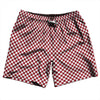 Checkerboard Half Inch Red Cardinal and White Swim Shorts 7" Made in USA by Tribe Lacrosse
