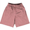 Checkerboard Half Inch Red Dark and White Basketball Practice Shorts Made In USA by Tribe Lacrosse