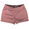Checkerboard Half Inch Red Dark and White Shorty Short Gym Shorts 2.5" Inseam Made In USA by Tribe Lacrosse
