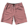 Checkerboard Half Inch Red Dark and White 10" Swim Shorts Made in USA by Tribe Lacrosse