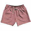 Checkerboard Half Inch Red Dark and White 5" Swim Shorts Made in USA by Tribe Lacrosse