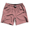 Checkerboard Half Inch Red Dark and White Swim Shorts 7" Made in USA by Tribe Lacrosse