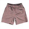 Checkerboard Half Inch Red Maroon and White Athletic Running Fitness Exercise Shorts 7" Inseam Shorts Made In USA by Tribe Lacrosse