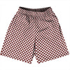 Checkerboard Half Inch Red Maroon and White Basketball Practice Shorts Made In USA by Tribe Lacrosse