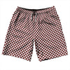Checkerboard Half Inch Red Maroon and White 10" Swim Shorts Made in USA by Tribe Lacrosse