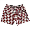 Checkerboard Half Inch Red Maroon and White 5" Swim Shorts Made in USA by Tribe Lacrosse