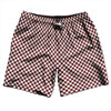 Checkerboard Half Inch Red Maroon and White Swim Shorts 7" Made in USA by Tribe Lacrosse