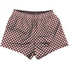 Checkerboard Half Inch Red Maroon and White Womens & Girls Sport Shorts End Made In USA by Tribe Lacrosse