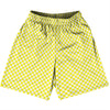 Checkerboard Half Inch Yellow Bright and White Basketball Practice Shorts Made In USA by Tribe Lacrosse