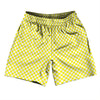 Checkerboard Half Inch Yellow Bright and White Soccer Shorts Made In USA by Tribe Lacrosse