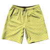 Checkerboard Half Inch Yellow Bright and White 10" Swim Shorts Made in USA by Tribe Lacrosse