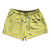 Checkerboard Half Inch Yellow Bright and White 2.5" Swim Shorts Made in USA by Tribe Lacrosse
