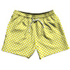 Checkerboard Half Inch Yellow Bright and White 5" Swim Shorts Made in USA by Tribe Lacrosse
